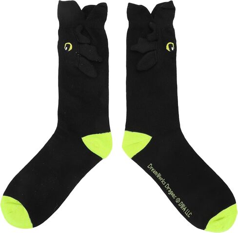 Bioworld How To Train Your Dragon Toothless Plush Character Heads Adult Black Casual Crew Socks -OSFA in Saudi Arabia