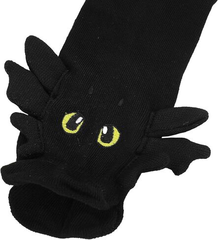 Bioworld How To Train Your Dragon Toothless Plush Character Heads Adult Black Casual Crew Socks -OSFA in Saudi Arabia