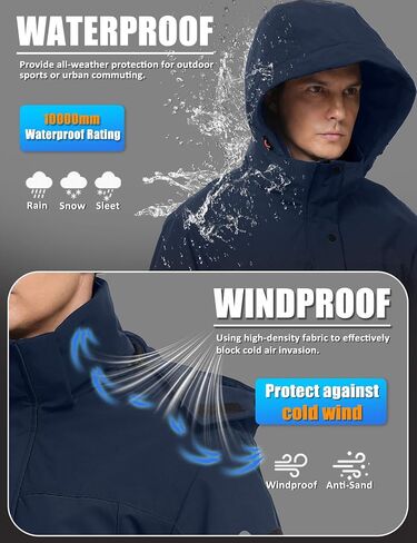 Men's Heated Jacket Winter Waterproof Ski Jacket Insulated Windproof Outdoor Heated Coat Mountain Windbreaker in Saudi Arabia