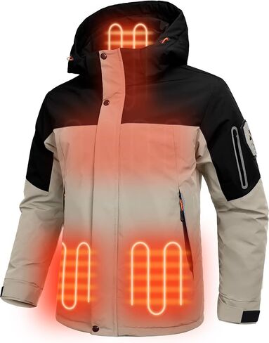 Men's Heated Jacket Winter Waterproof Ski Jacket Insulated Windproof Outdoor Heated Coat Mountain Windbreaker in Saudi Arabia