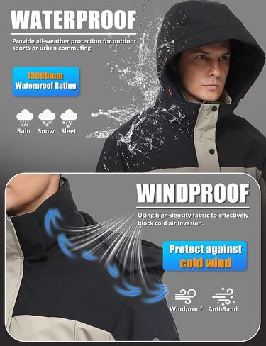 Men's Heated Jacket Winter Waterproof Ski Jacket Insulated Windproof Outdoor Heated Coat Mountain Windbreaker in Saudi Arabia