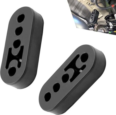 4 PCS 2 Hole Exhaust Rubber Hanger, Adjustable Exhaust Hangers Support Bracket, Vent Rubber Hanger Accessories, Universal Bushing Muffler Insulator Shock Absorber Mounting Bracket (Black) in Saudi Arabia