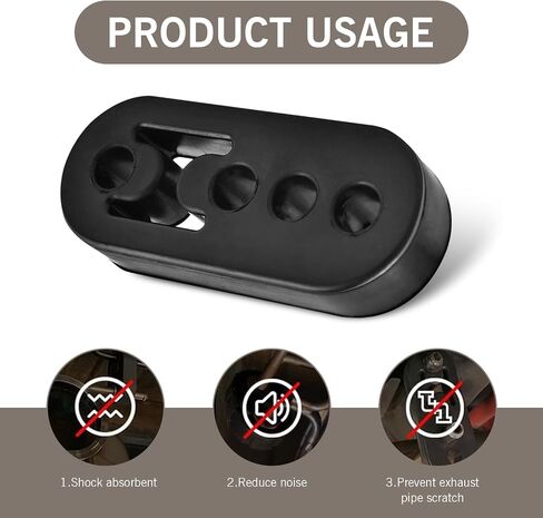 4 PCS 2 Hole Exhaust Rubber Hanger, Adjustable Exhaust Hangers Support Bracket, Vent Rubber Hanger Accessories, Universal Bushing Muffler Insulator Shock Absorber Mounting Bracket (Black) in Saudi Arabia
