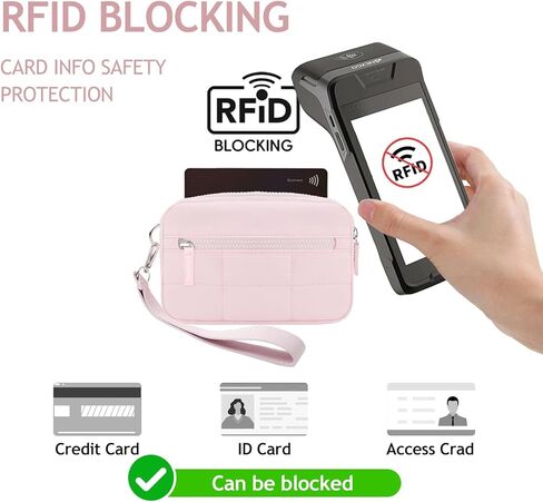 محافظ المعصم للنساء ، محفظة حجم الهاتف RFID مع تصميم خلفي واضح ، حامل بطاقة ائتمان BASSBODE in Kuwait
