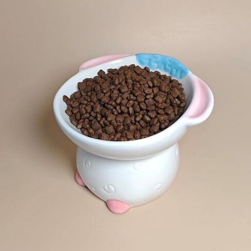 Cute Ceramic Raised Cat Bowls Elevated Design, 15° Tilted FeederProtect Cat's Spine Anti Vomiting Blow for Flat Faced Cats, Kitten Small Dogs,Raise Tilted Cat Food Bowld Pet Dishes(Blue) in Saudi Arabia