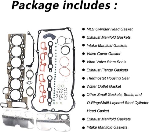 Cylinder Head Gasket Set Fit for 2001-2006 BMW 325i 325ci 330i 330ci 525i 530i X3 X5 Z3 Z4 2.5L 3.0L E39 E46 M54 B25 B30 Replace # HS26245PT 11127501305 in Kuwait