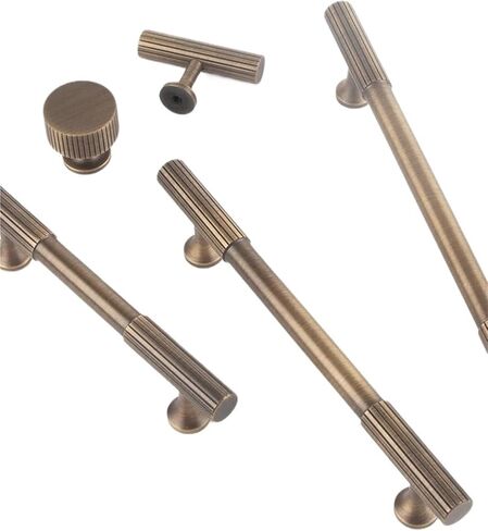 Antique Bronze Solid Brass Handles Bedroom Wardrobes Kitchen Cabinet Long Pulls T-bar 1Pcs(Antique Brass-76mm) in Saudi Arabia