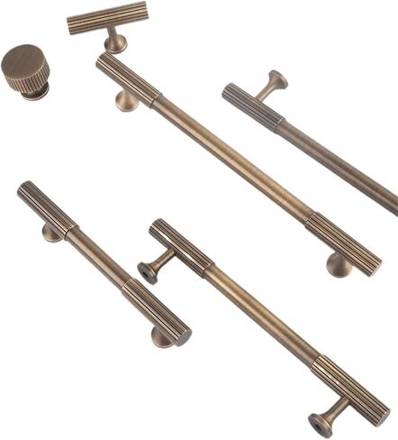 Antique Bronze Solid Brass Handles Bedroom Wardrobes Kitchen Cabinet Long Pulls T-bar 1Pcs(Antique Brass-76mm) in Saudi Arabia