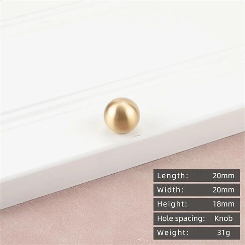 كرة واحدة ذهبية على شكل كرة أحادية الفتحة مقبض درج الأثاث خزانة المطبخ سحب 1pcs (1-L-20mm-knob) in Saudi Arabia