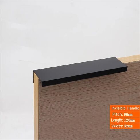 Silver Black Hidden Cabinet Handles Drawer Wardrobe Kitchen Door Invisible Pulls 9001 1Pcs(150mm-Black) in Saudi Arabia