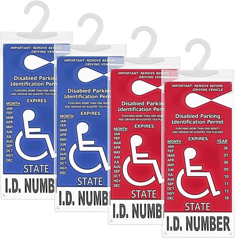 حامل لافتة لافتات هاتفيات 4pcs ، 11.4 × 5inch حامل لافتة هاتفيات شفاف للغاية لحاملي تصريحات تصريحات وقوف السيارات المعاقين مع شماعات كبيرة لتعطيل مواقف السيارات in Kuwait