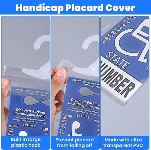 حامل لافتة لافتات هاتفيات 4pcs ، 11.4 × 5inch حامل لافتة هاتفيات شفاف للغاية لحاملي تصريحات تصريحات وقوف السيارات المعاقين مع شماعات كبيرة لتعطيل مواقف السيارات in Kuwait
