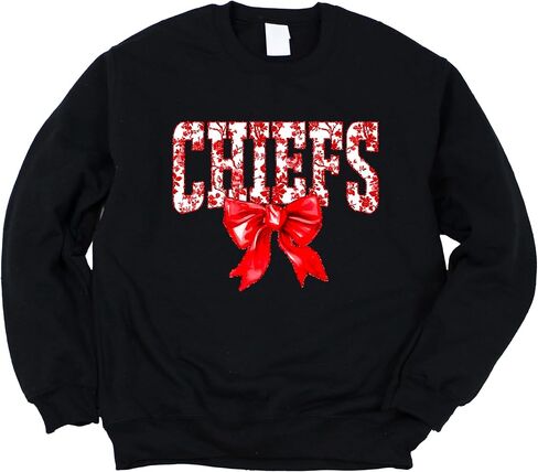 Olive Loves Apple Floral Chiefs Team Sweatshirt for Women, Teens & Kids Red Coquette Bow Sports Team Sweater in Saudi Arabia