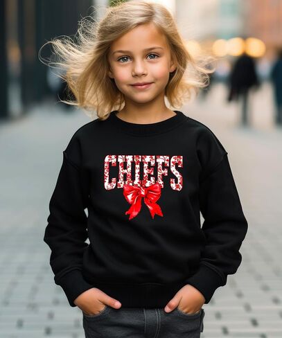 Olive Loves Apple Floral Chiefs Team Sweatshirt for Women, Teens & Kids Red Coquette Bow Sports Team Sweater in Saudi Arabia