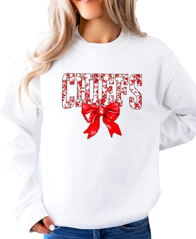 Olive Loves Apple Floral Chiefs Team Sweatshirt for Women, Teens & Kids Red Coquette Bow Sports Team Sweater in Saudi Arabia