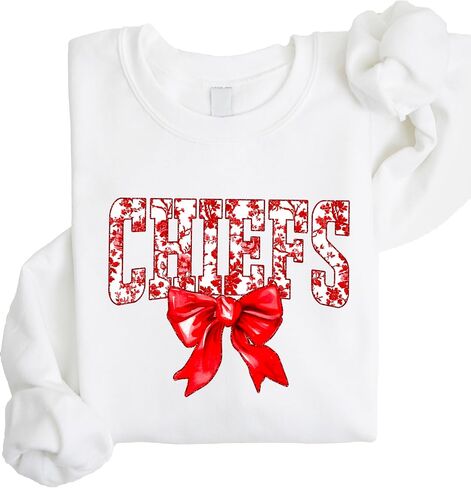 Olive Loves Apple Floral Chiefs Team Sweatshirt for Women, Teens & Kids Red Coquette Bow Sports Team Sweater in Saudi Arabia
