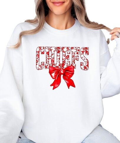 Olive Loves Apple Floral Chiefs Team Sweatshirt for Women, Teens & Kids Red Coquette Bow Sports Team Sweater in Saudi Arabia
