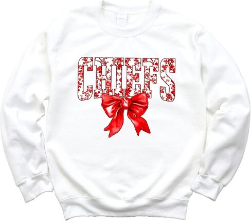 Olive Loves Apple Floral Chiefs Team Sweatshirt for Women, Teens & Kids Red Coquette Bow Sports Team Sweater in Saudi Arabia