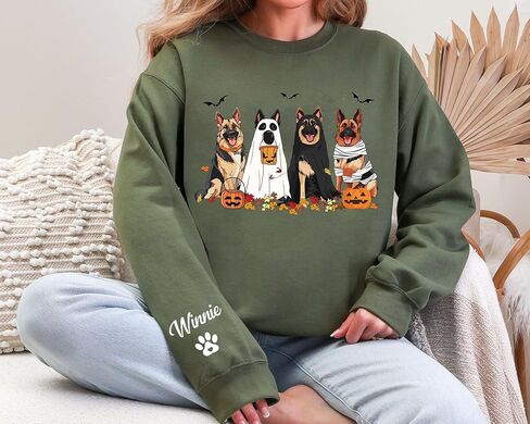 جميل شبح مخصص شبح ألماني الراعي ، هدايا عشاق الراعي ، هدايا الرعاة الألمانية للأم للنساء ، هدية ممي ، هدية هالوين ، قميص هالوين لأصحاب الكلاب in Kuwait