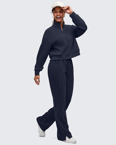 G4Free Smoofit Modal Soft Women's Half-Zip Pullover Mock Neck Long Sleeve Sweatshirts with Side Slits in Saudi Arabia