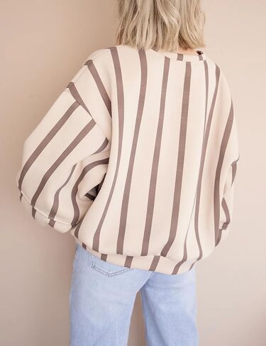 Bankeng Womens Oversized Striped Sweatshirts Long Sleeve Color Block Crewneck Casual Pullover Tops in Saudi Arabia