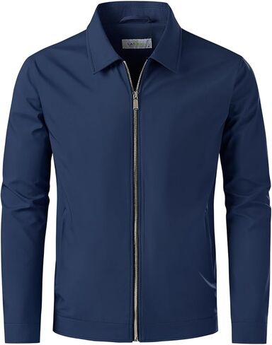 Men's Lightweight Casual Windbreaker Laydown Collar Zipper Pocket Coat Fall Spring Golf Work Dress Business in Saudi Arabia