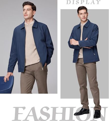 Men's Lightweight Casual Windbreaker Laydown Collar Zipper Pocket Coat Fall Spring Golf Work Dress Business in Saudi Arabia