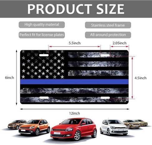 Vintage American Flag License Plate, Personalise Funny Patriotic USA Flag Car Tag with Screws, Aluminum Classic US Flag License Plate Vanity Tag for Car Decoration (Black & White) in Saudi Arabia