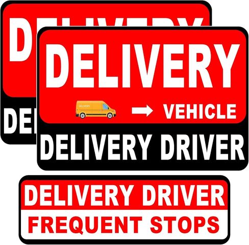 3 Pack Delivery Driver Magnet for Car, Reflective Heavy Duty Delivery Magnetic Car Signs, Frequent Stops Magnetic Signs for Delivery Driver (Red-Black 3 Pack) in Saudi Arabia