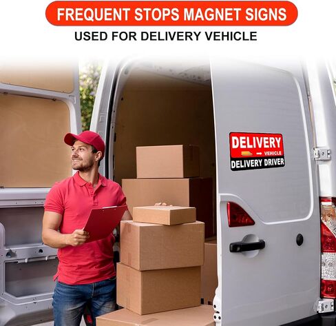 3 Pack Delivery Driver Magnet for Car, Reflective Heavy Duty Delivery Magnetic Car Signs, Frequent Stops Magnetic Signs for Delivery Driver (Red-Black 3 Pack) in Saudi Arabia