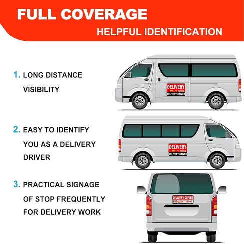 3 Pack Delivery Driver Magnet for Car, Reflective Heavy Duty Delivery Magnetic Car Signs, Frequent Stops Magnetic Signs for Delivery Driver (Red-Black 3 Pack) in Saudi Arabia