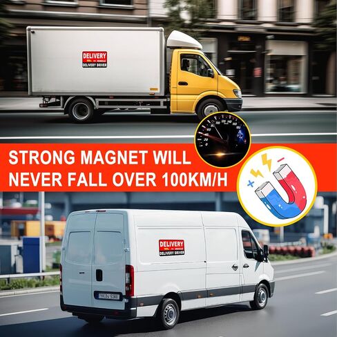 3 Pack Delivery Driver Magnet for Car, Reflective Heavy Duty Delivery Magnetic Car Signs, Frequent Stops Magnetic Signs for Delivery Driver (Red-Black 3 Pack) in Saudi Arabia