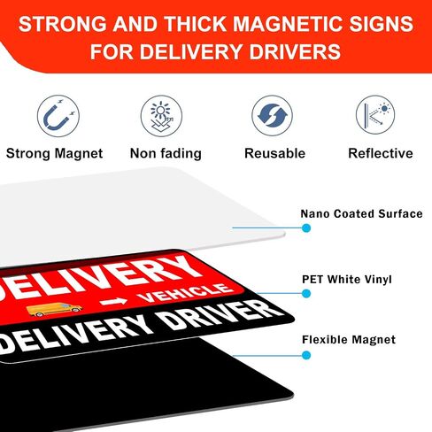 3 Pack Delivery Driver Magnet for Car, Reflective Heavy Duty Delivery Magnetic Car Signs, Frequent Stops Magnetic Signs for Delivery Driver (Red-Black 3 Pack) in Saudi Arabia