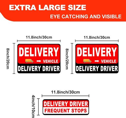 3 Pack Delivery Driver Magnet for Car, Reflective Heavy Duty Delivery Magnetic Car Signs, Frequent Stops Magnetic Signs for Delivery Driver (Red-Black 3 Pack) in Saudi Arabia