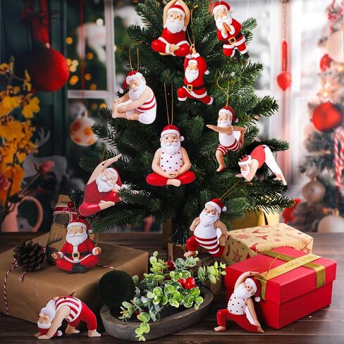 36 Pcs Beach Style Christmas Tree Wood Ornaments Decorations Santa Palm Tree Santa on Reindeer Floats Snowman Elk Surfboard Sand Beach Hanging Ornaments for Xmas Tree Decor in Saudi Arabia