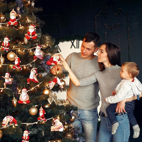36 Pcs Beach Style Christmas Tree Wood Ornaments Decorations Santa Palm Tree Santa on Reindeer Floats Snowman Elk Surfboard Sand Beach Hanging Ornaments for Xmas Tree Decor in Saudi Arabia