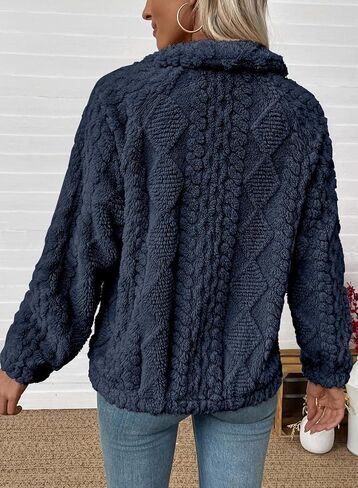 almoaless fleece jacket womens sherpa سترة طويلة الأكمام zip up معطف الشتاء ملابس الملابس 2025 in Saudi Arabia
