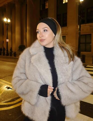 Yimoon Women's Faux Fur Coat Fluffy Faux Fur Jacket Winter Furry Open Front Lapel Shaggy Parka Coats Outerwear in Saudi Arabia