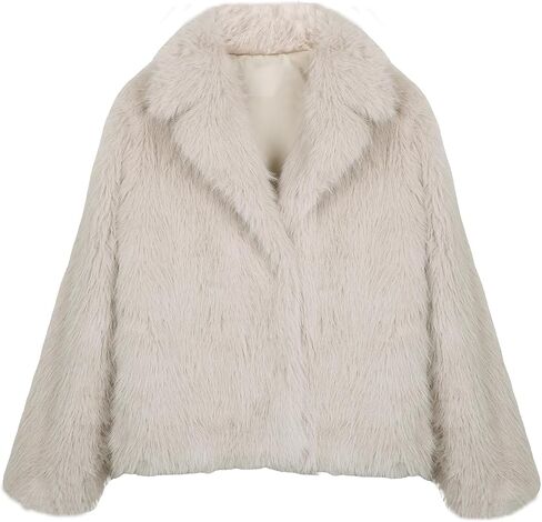 Yimoon Women's Faux Fur Coat Fluffy Faux Fur Jacket Winter Furry Open Front Lapel Shaggy Parka Coats Outerwear in Saudi Arabia