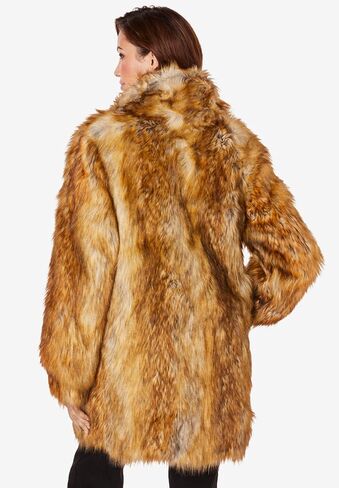 Roaman's Women's Plus Size Plus Size Middle-Length Faux Fur Coat in Saudi Arabia