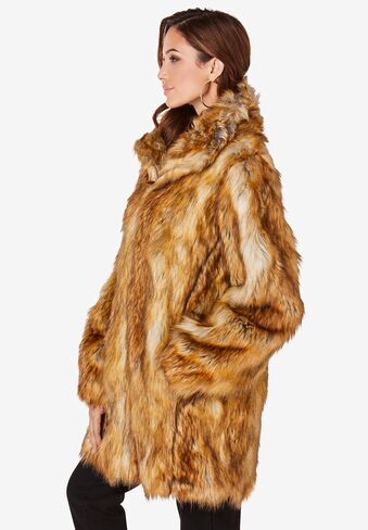 Roaman's Women's Plus Size Plus Size Middle-Length Faux Fur Coat in Saudi Arabia
