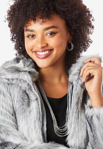 Roaman's Women's Plus Size Plus Size Middle-Length Faux Fur Coat in Saudi Arabia