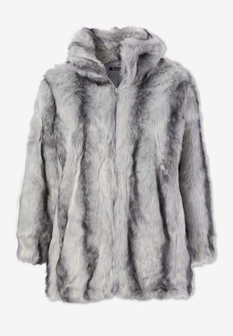 Roaman's Women's Plus Size Plus Size Middle-Length Faux Fur Coat in Saudi Arabia