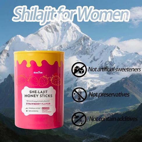 Shilajit Honey Sticks for Women Strawberry Honey Sticks | Shilajit for Women | Natural Energy & Vitality Booster with Shatavari & Saffron for Hormonal Balance, Focus & Stamina – 30 Sticks (Pack of 1) in Saudi Arabia