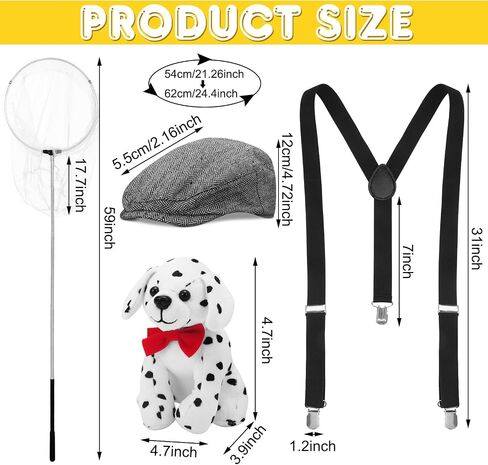Mepase 5 Pcs Halloween Dog Control Officer Costume Kit Dalmatian Dog Costume for Men Adult Couple Halloween Cosplay Party in Saudi Arabia