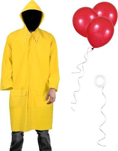 Halloween Raincoat with Red Balloons and White Ribbon for Men Women Movie Character Dress Up in Saudi Arabia