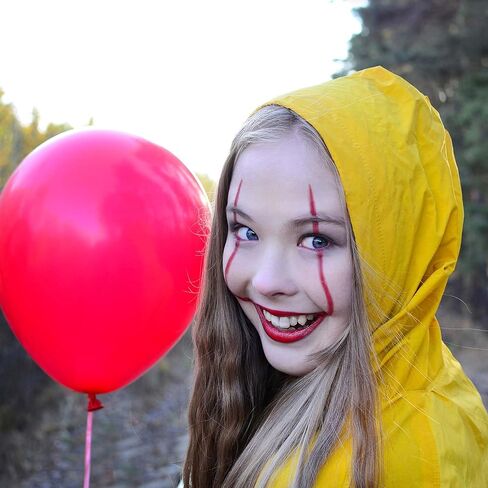 Halloween Raincoat with Red Balloons and White Ribbon for Men Women Movie Character Dress Up in Saudi Arabia