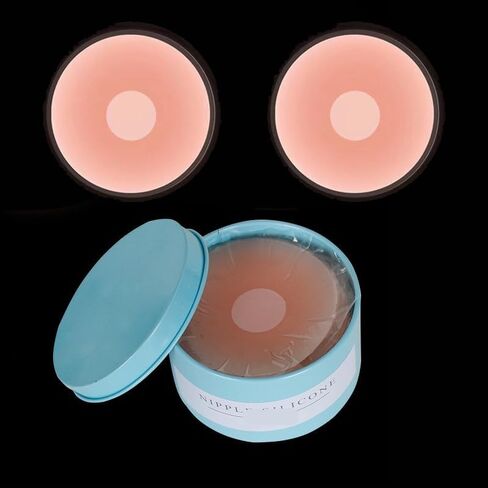 6 Pairs with Box Invisible Silicone Nipple Covers Reusable Women Breast Petals Lift Bras Pasties Bra Padding Sticker Patch Adhesive Pads Intimate,Round Shape Pink in Saudi Arabia