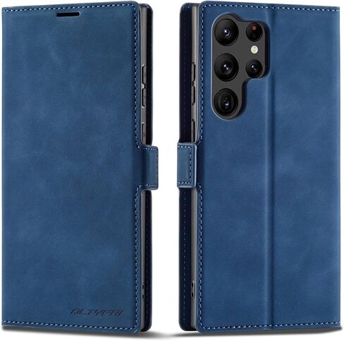 QLTYPRI Case for Samsung Galaxy S24, Premium PU Leather Cover TPU Bumper with Card Holder Kickstand Hidden Magnetic Adsorption Shockproof Flip Wallet Case for Samsung Galaxy S24 - Black in Kuwait