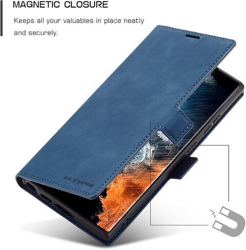 QLTYPRI Case for Samsung Galaxy S24, Premium PU Leather Cover TPU Bumper with Card Holder Kickstand Hidden Magnetic Adsorption Shockproof Flip Wallet Case for Samsung Galaxy S24 - Black in Kuwait